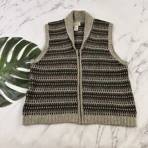 St Johns Bay Womens Vintage 90s Sweater Vest Size XL Gray Green Wool Blend
